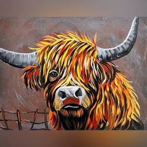 ON HOLD - Original Art- Highland Cow Painting signed by the Artist- Me :)